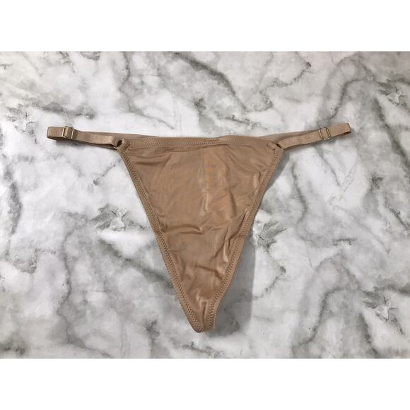 NWT Victoria’s Secret Satin Smooth Adjustable V-String Thong Brown Panties M - Picture 1 of 6